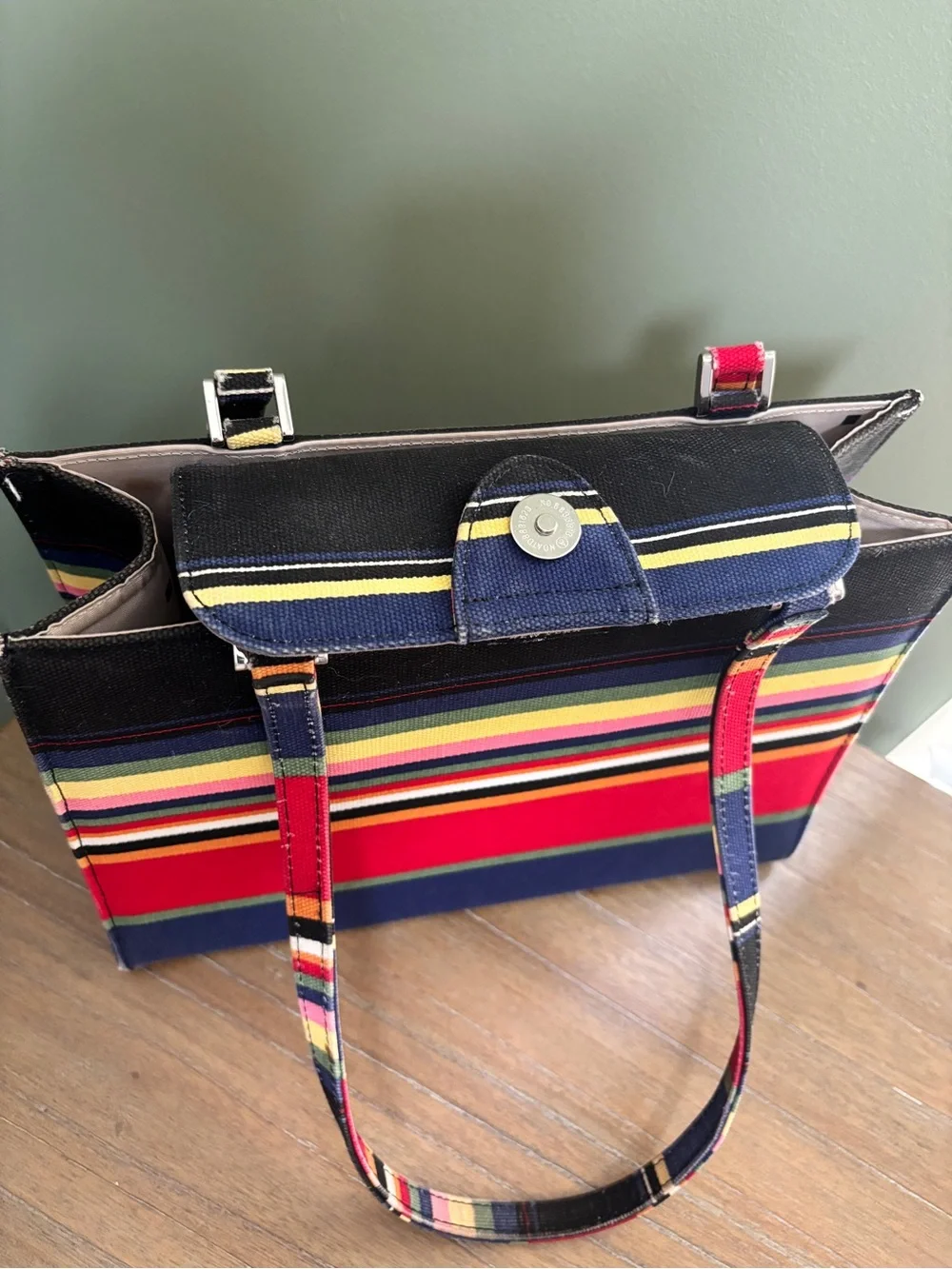 kate spade Multicolor Striped Canvas Tote in Red, Navy & Yellow